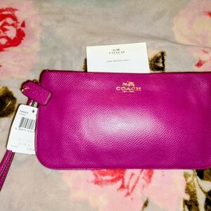 Coach Fuchsia Leather Wristlet